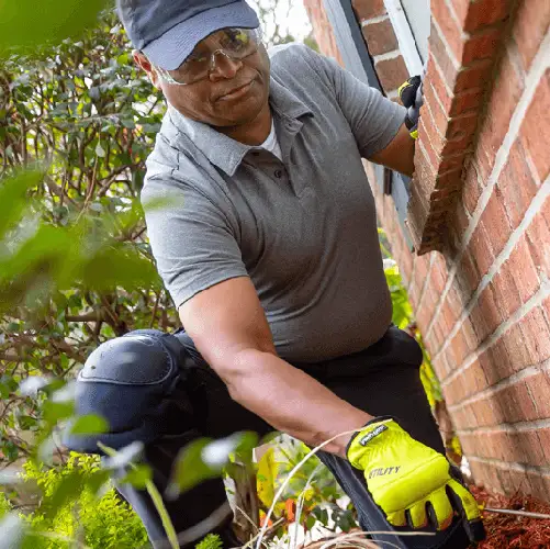 Exterminator inspecting outside of a house - don't let insects take over with Insect IQ in Modesto, CA